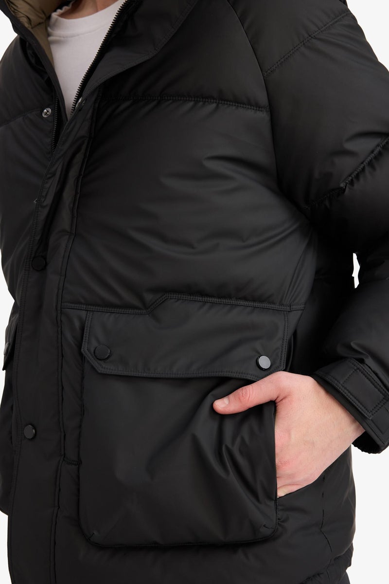 DeFacto Black Man Regular Fit Waterproof Puffer Jacket Casual - Image 3